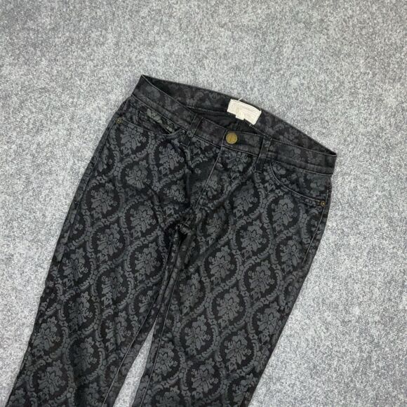 Current Elliot Jeans Womens Sz 27 Black Denim  Ankle Skinny Brocade Coated - Picture 10 of 11
